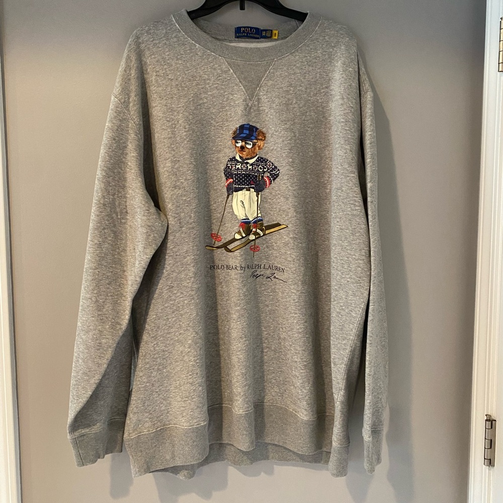 Polo by Ralph Lauren Grey Crewneck Sweatshirt with Polo Bear Graphic. NWOT